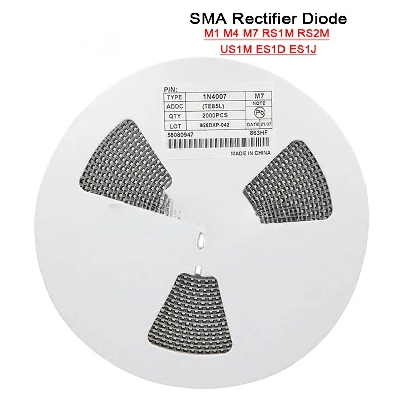 2000PCS 1N4001 M1 1N4004 M4 1N4007 M7 FR107 RS1M FR207 RS2M HER108 US1M SF18 ES1J SF14 ES1D DO-AC214
