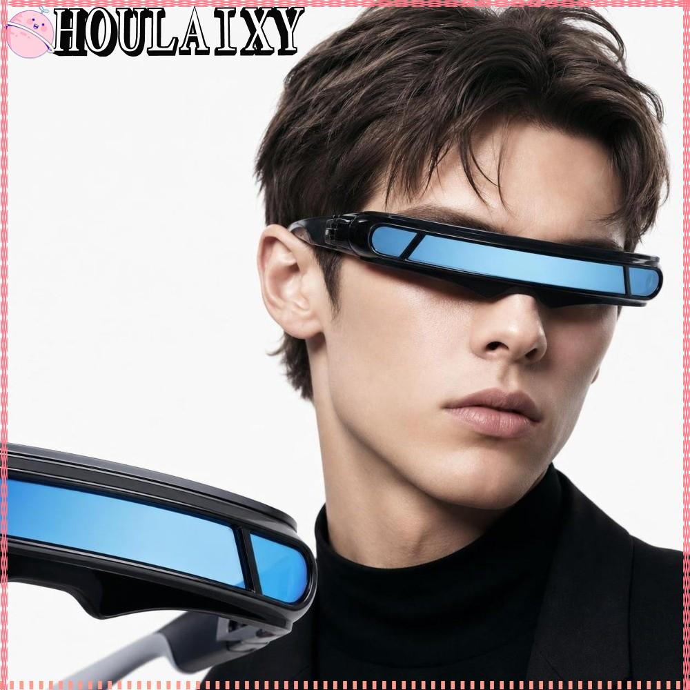 HOULAIXY แว่นกันแดดพังก์, แว่นกันแดด Cyberpunk หลากสีป้องกัน UV400, แว่นกันแดดคอสเพลย์เฉพาะแห่งอนาคต