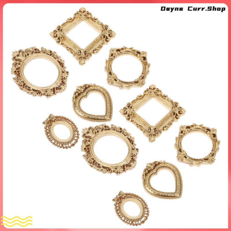 Mini Gold Standing Frames Square Photo Decor Vintage Ornament Picture เครื่องประดับ nduni