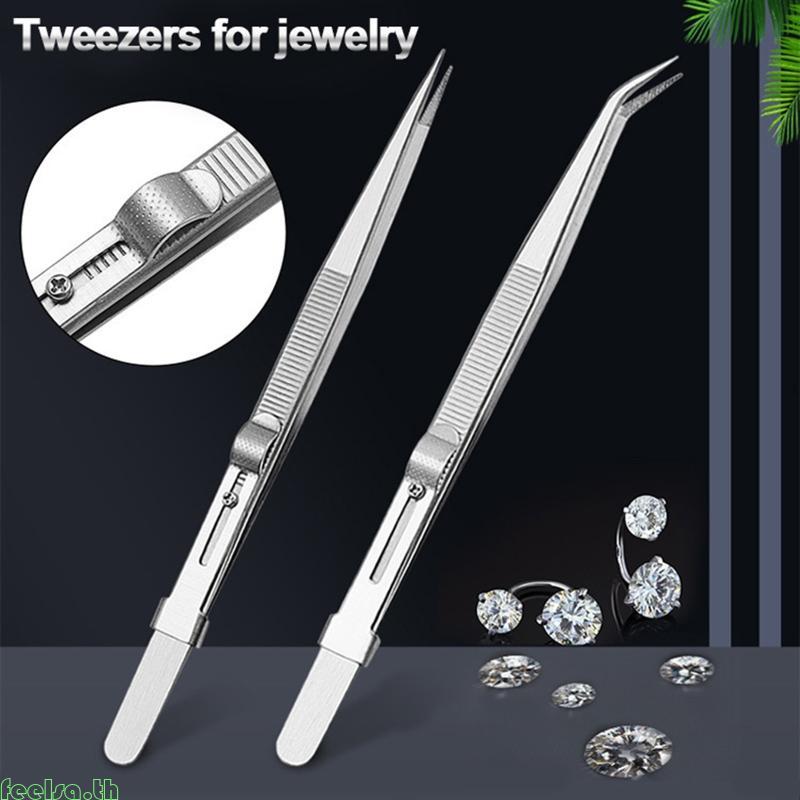 Feela การประสาน Tweezer Fine Point Tip ตรง Tweezer ล็อคปลายโค้ง Precision Tweezer สําหรับเครื่องประด