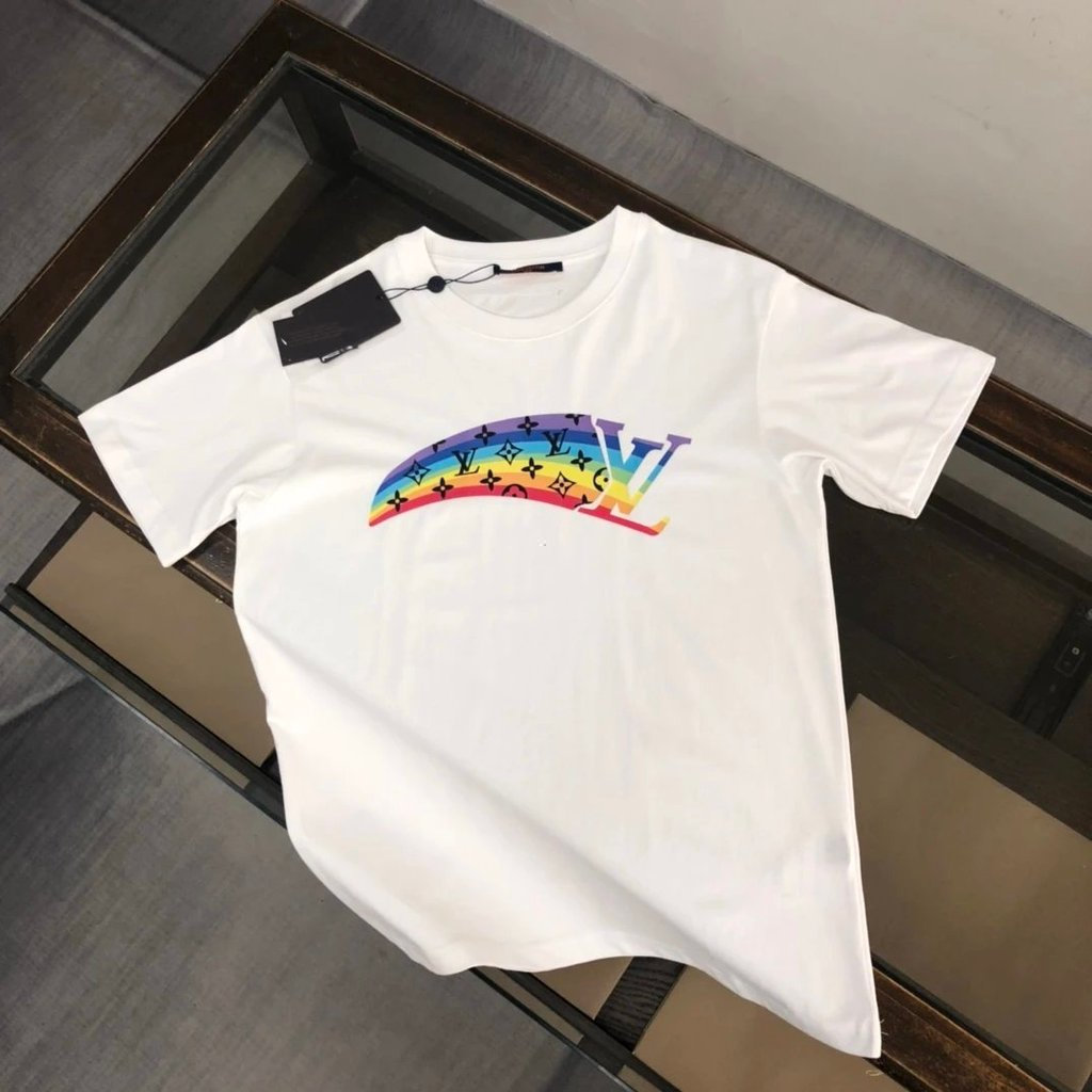L * V-สไตล์ใหม่6XLคลาสสิกรอบคอแขนสั้นเสื้อยืดผู้ชายผู้หญิงขนาดใหญ่High-Endสีผ้าฝ้ายพิมพ์Pullover Nic