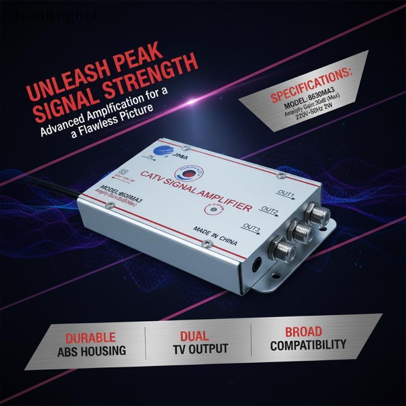 [TurnBright] CATV สัญญาณ Splitter 20DB Gain Digital TV Antenna เครื่องขยายสัญญาณ Booster 2-8 Way สํา