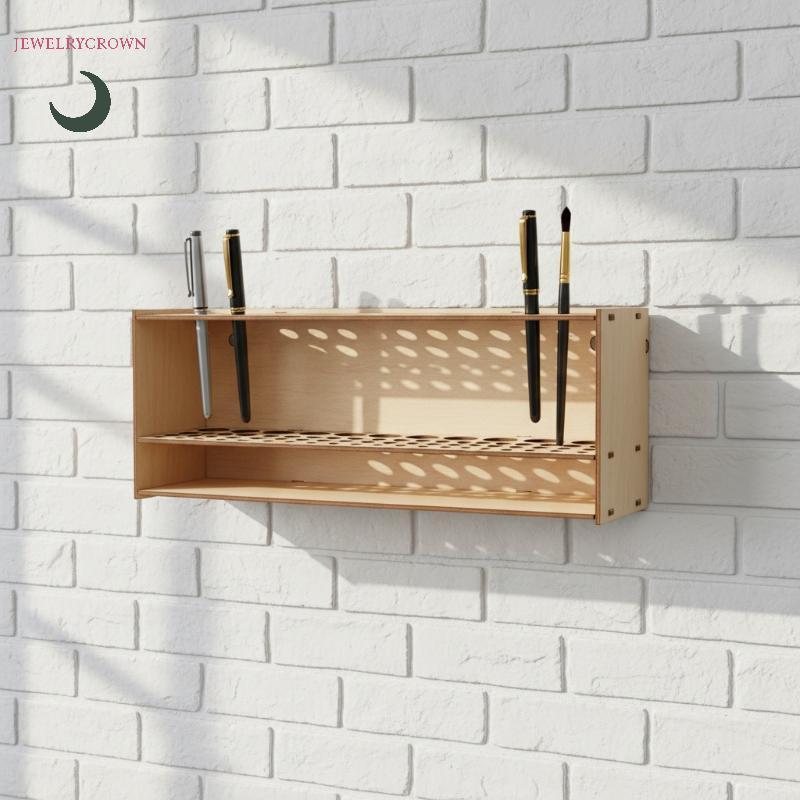 67 หลุมไม้แปรงผู้ถือ Premium Wall Mount Desk Organizer สําหรับศิลปินภาพวาดวาดโต๊ะ Art Studio Supply 