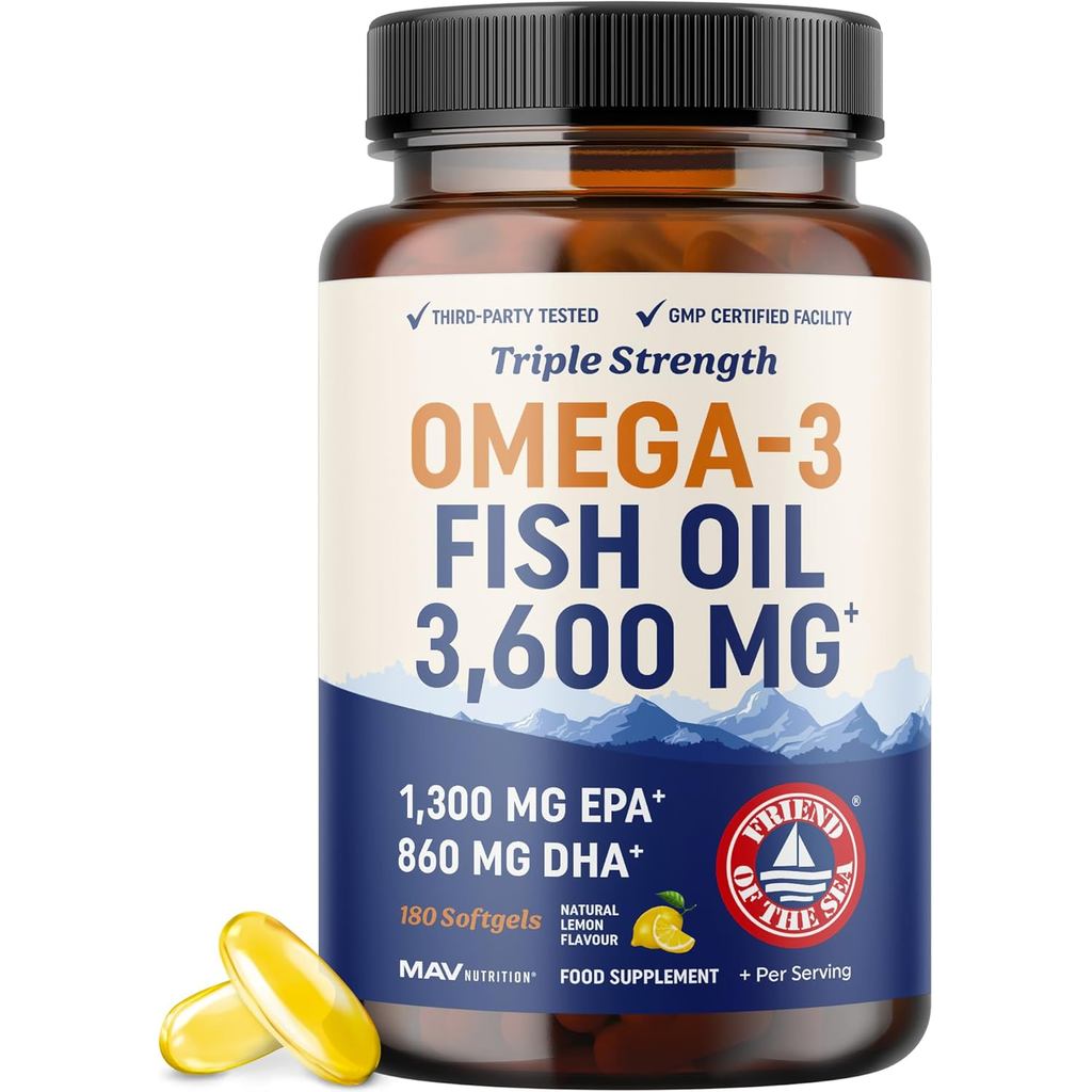 Triple Strength Omega 3 Oil 3600 mg, EPA & DHA, 2100mg Omega-3 กว่า