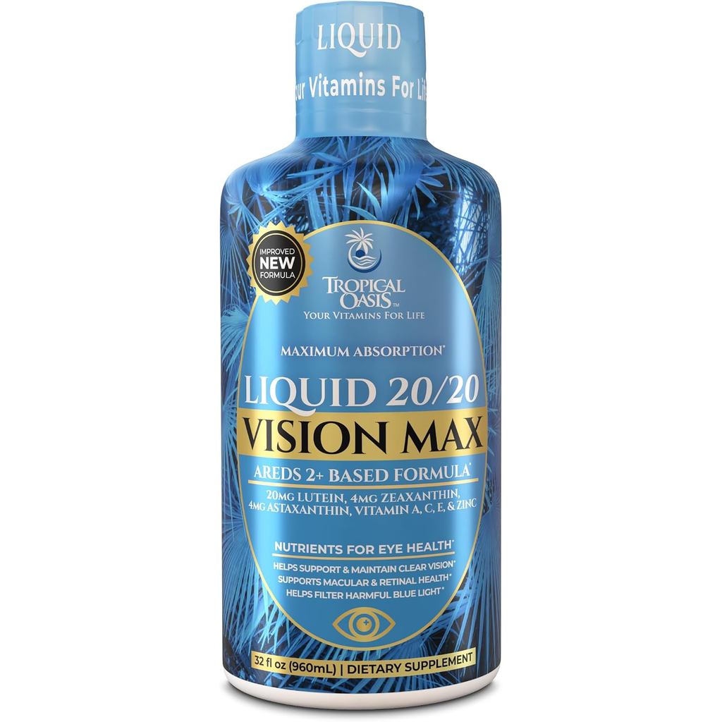 น้ํายารองรับการมองเห็น 20-20 | AREDS 2 Based Eye Vitamin Formula w/20mg Lutein, 4mg Zeaxanthin, Vita