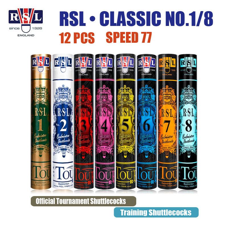 RSL Classic ลูกขนไก่ NO.1-8 แบดมินตันขนนก ลูกขนไก่ Stablity และทนทานสําหรับ Tournament & Training 12