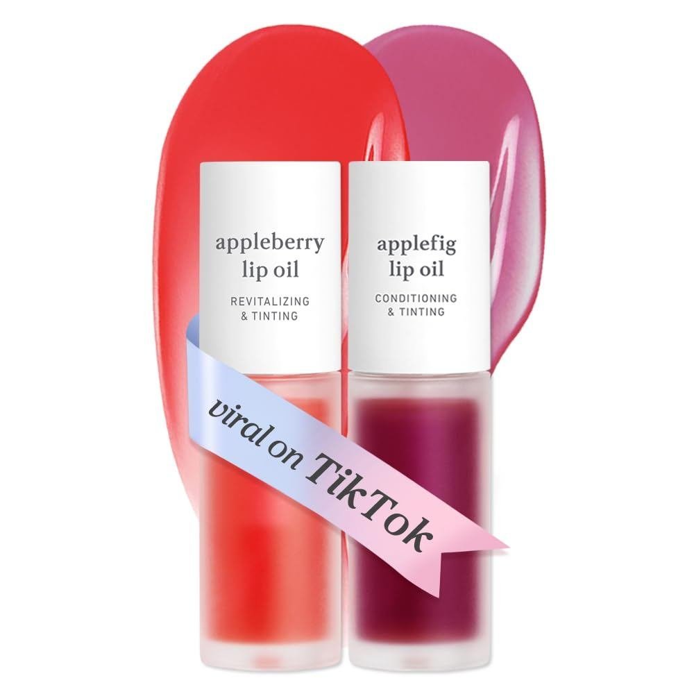 NOONI Korean Lip Oil Set - Appleberry & Applefig - Plumping Lip Gloss XOJJ