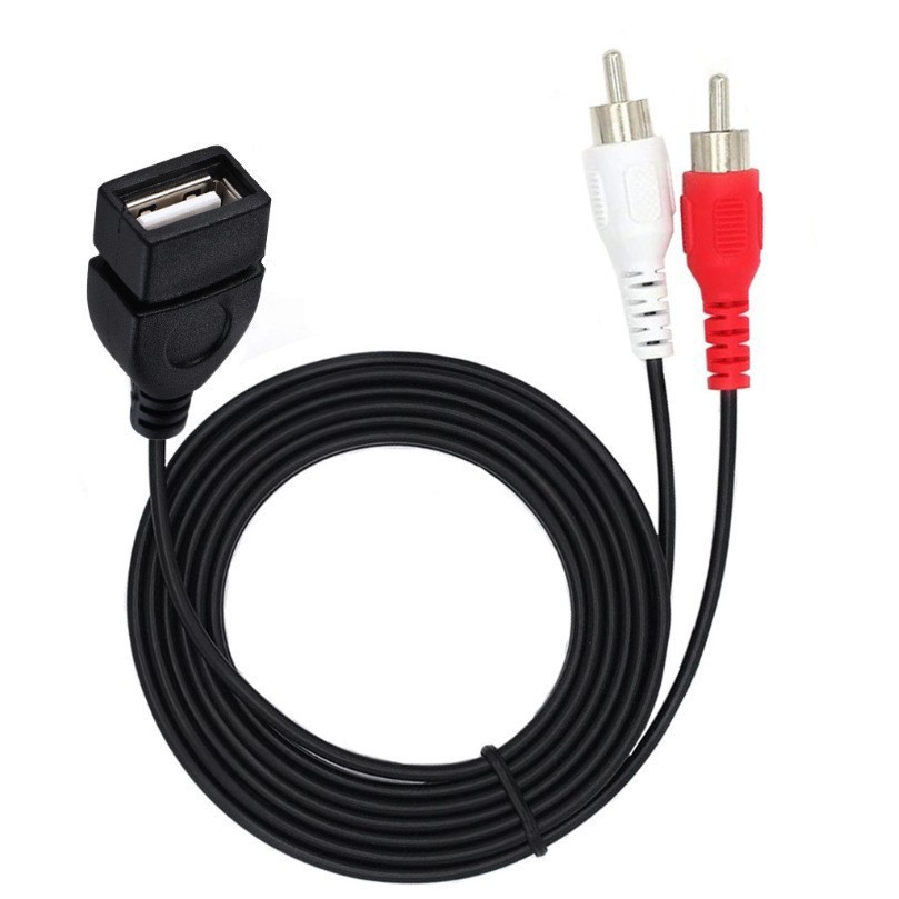 USB Female to 2RCA Male Adapter Cable USB 2.0 Female to 2RCA Male Y-Type Audio Video Cable Connectio