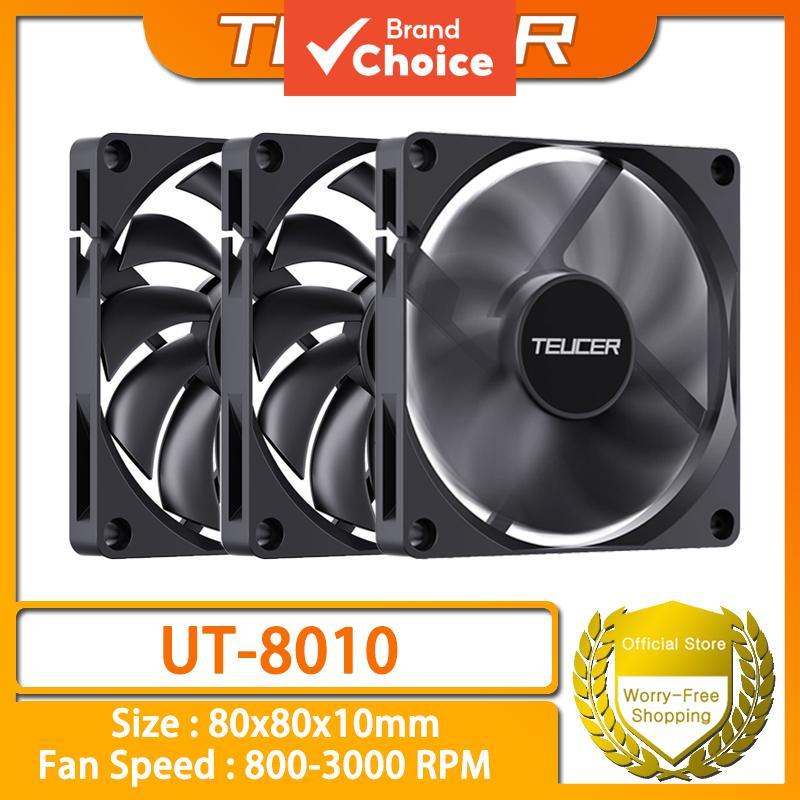พัดลมระบายความร้อน TEUCER UT-8010 ขนาด 80 มม. 4 พิน PWM บางพิเศษ 3000 รอบต่อนาที สําหรับเคสคอมพิวเตอ