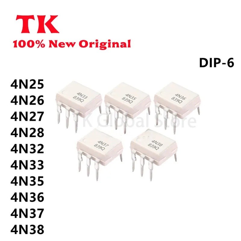 20 ชิ้นใหม่ 4N25 4N26 4N27 4N28 4N32 4N33 4N35 4N36 4N37 4N38 DIP6 Optocoupler ชิปในสต็อก Quatily ชิ