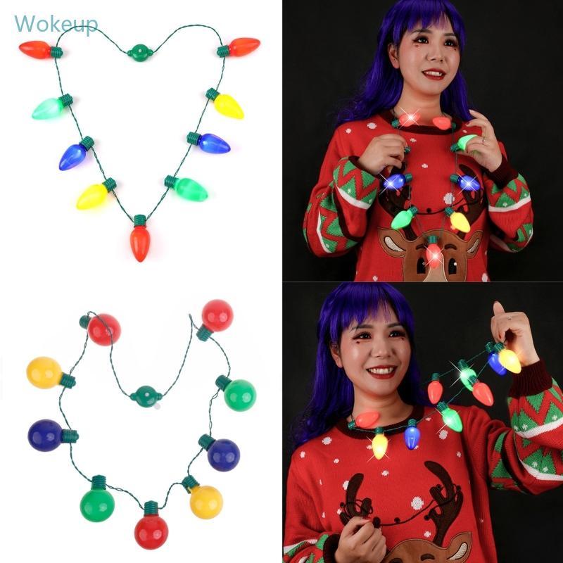 WOKE LED Light up Bulbs Necklace Christmas Bulbs Necklace for Christmas Party Favor