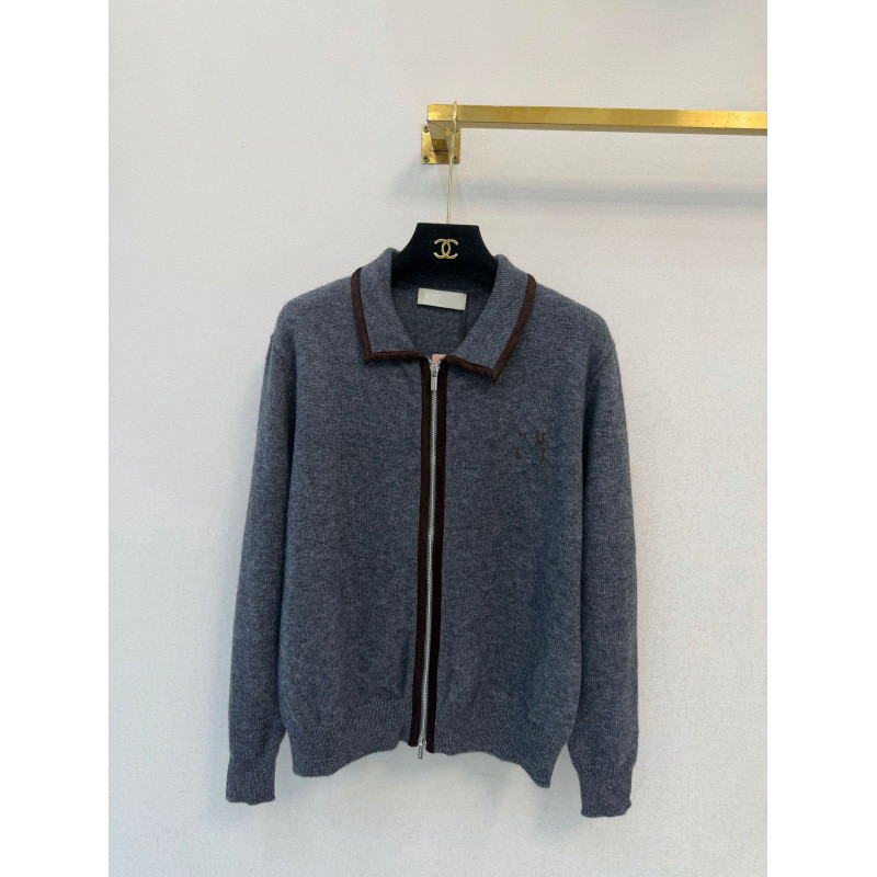 SF9E MM * I2026 สไตล์ใหม่โปโล Contrast Color Cashmere คาร์ดิแกนผู้หญิง