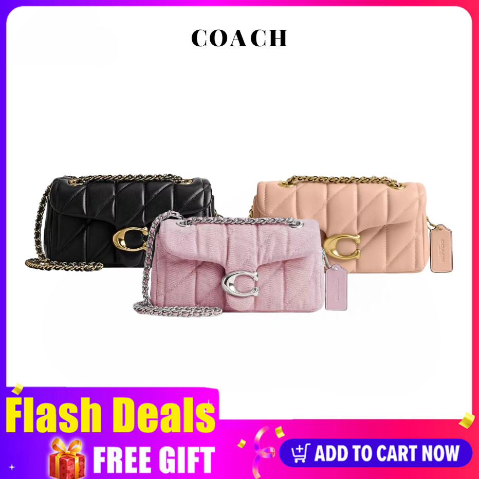 【สินค้าพร้อมส่ง】100%ของแท้ COACH Tabby 20 ‌Shoulder Bag กระเป๋า การเย็บผ้าควิลท์ ลายเพชร พลิกเปิดปิด