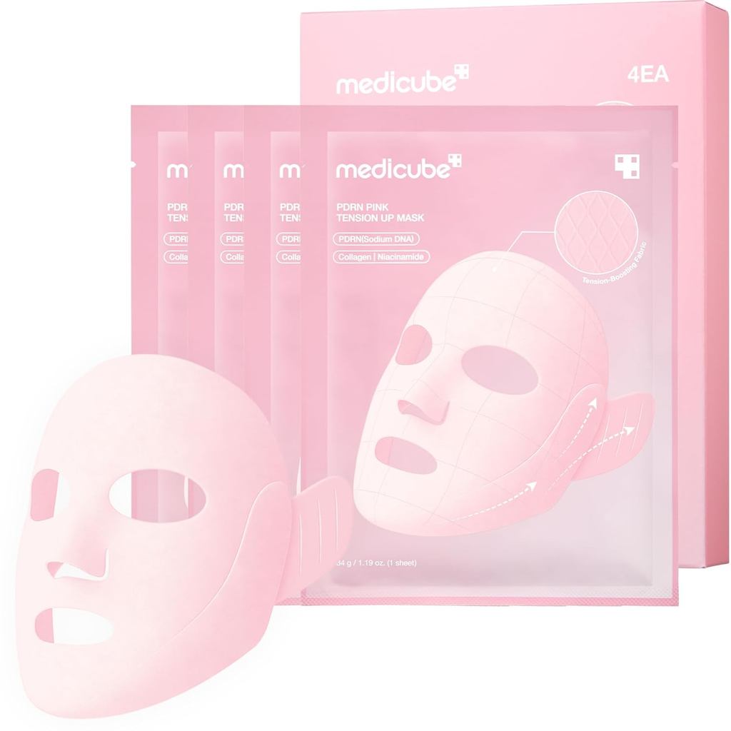 Medicube PDRN Pink Tension Up Sheet Mask - มาส์กคอนทัวร์ 3 ขั้นตอน HM6V