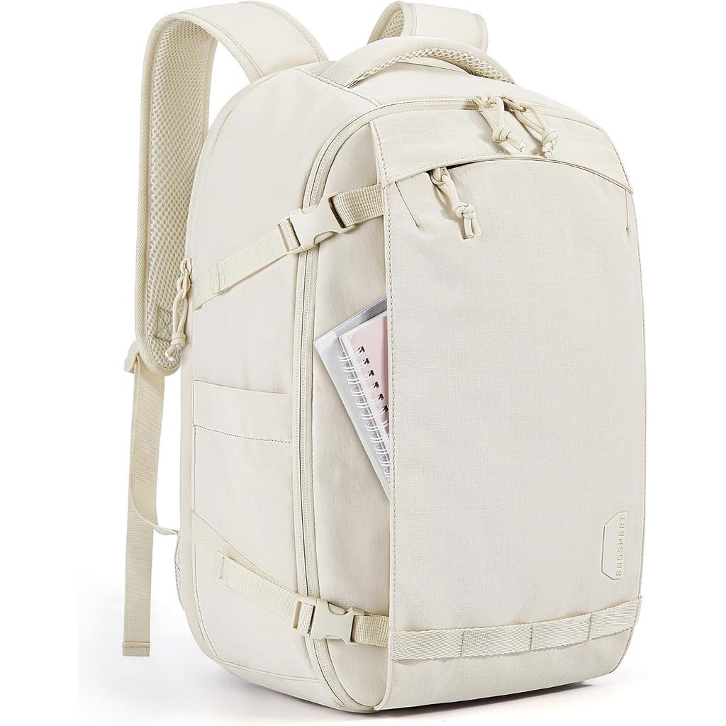 BAGSMART กระเป๋าเป้เดินทางสําหรับผู้หญิง กระเป๋าพกพา 17.3 นิ้ว สีเบจ ANQA
