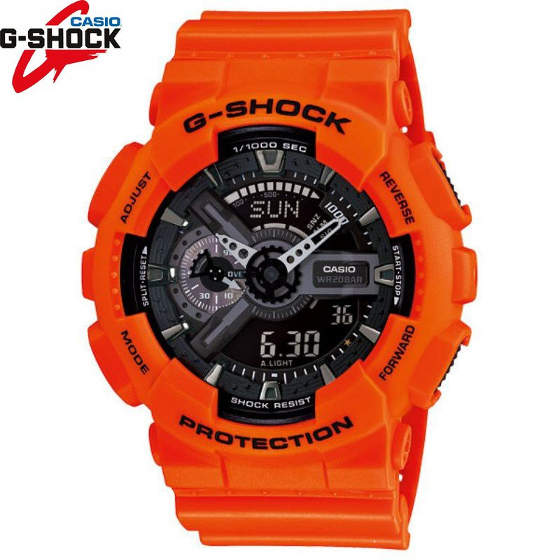 QIXIAO G*/*shock GA-110MR-4AJF สีส้มสีดํานาฬิกาผู้ชายนาฬิกาผู้หญิงกีฬานาฬิกาแฟชั่นเรซิ่นสายนาฬิกา F1