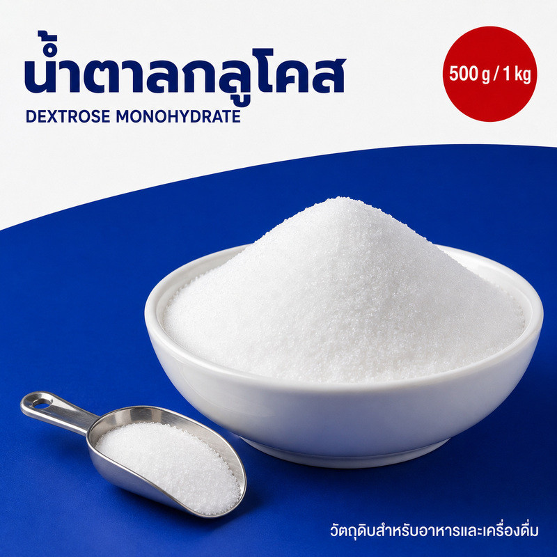 พร้อมส่งทันที เดกซ์โทรสโมโนไฮเดรต 500g/1kg ผงน้ำตาลกลูโคส สำหรับชั่งผสมสูตรให้ความหวาน Dextrose Monohydrate
