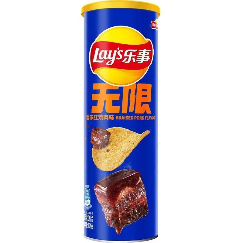 2026 สินค้าใหม่ [Lays Unlimited Potato Chips MC104g * ขนมรสหมูตุ๋นหอม 4 กล่อง ks1623.th20260908