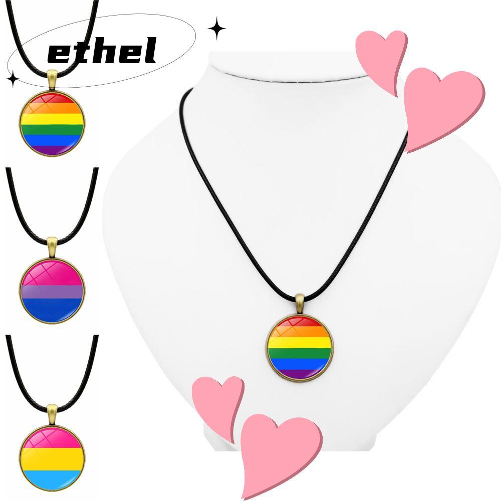 ETHEL สร้อยคอสายรุ้งจี้แฟชั่นเกย์และเลสเบี้ยน LGBT