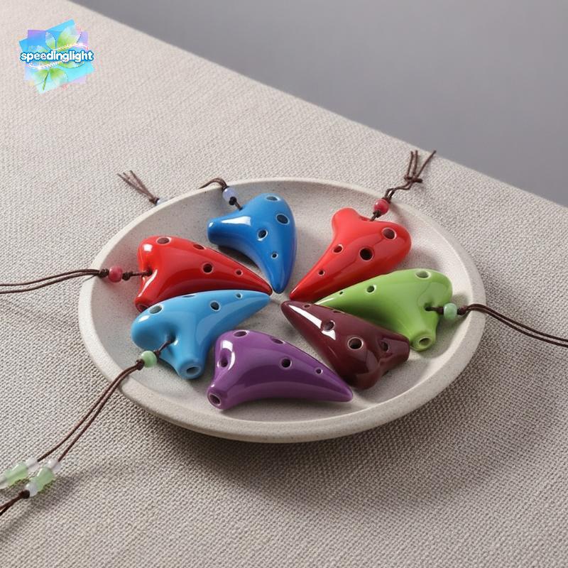 SPGH 6-Hole Alto C Ocarina, Ceramic Nelace Flute with Rope Hot
