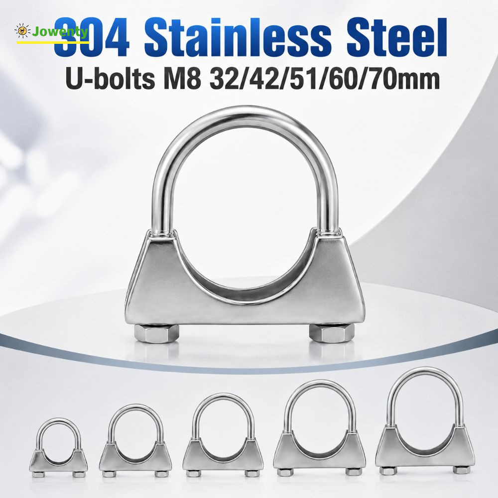 JOWENTY U-bolts, Heavy Duty M8 32/42/51/60/70 มม.ท่อกลมท่อเหล็ก Fastener,คุณภาพสูงทนทาน 304 สแตนเลสส
