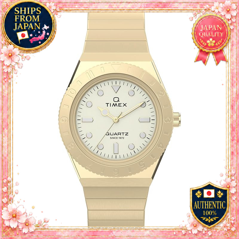 TIMEX Q Timex TW2Y57500 Quartz 50m Water Resistant Acrylic Ivory Dial