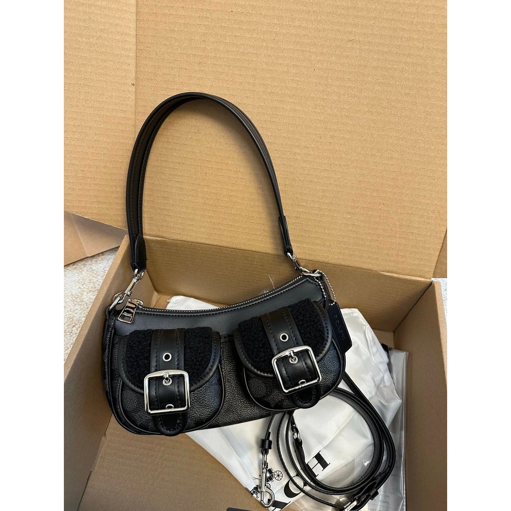 COACH Medieval Underarm Baguette Bag Mahjong Bag, CCZ24CY658CY700CQ184CBJ00CBJ01CP217 สายยาวสั้นถอดไ