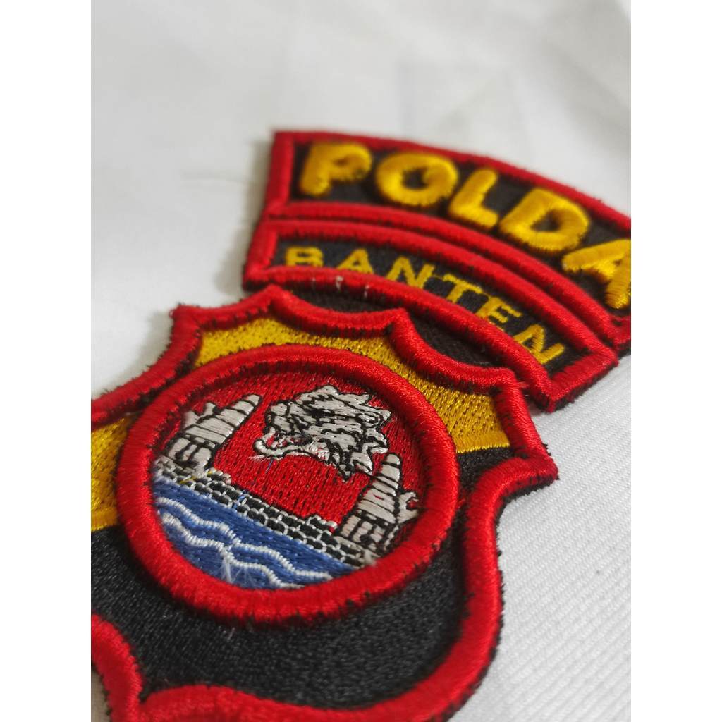 Emblem Bet Logo นูน POLDA Throut Indonesia คอมพิวเตอร์เย็บปักถักร้อย ขนาด 11x6 ซม. พร้อมงานปัก klt