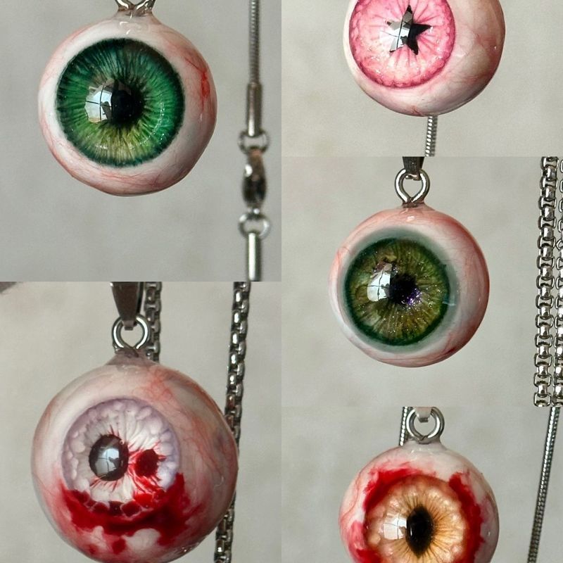 Eyeball สร้อยคอเครื่องประดับ Bloody Cthulhu ของขวัญฮาโลวีนสยองขวัญจําลอง Blood Silk จี้ Retro