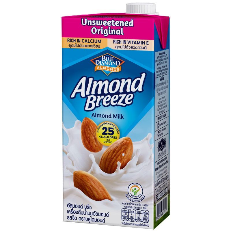 บลูไดมอนด์อัลมอนด์บรีซน้ำนมอัลมอนด์รสจืด 946มล. Blue Diamond Almond Breeze Unsweetened 946ml.