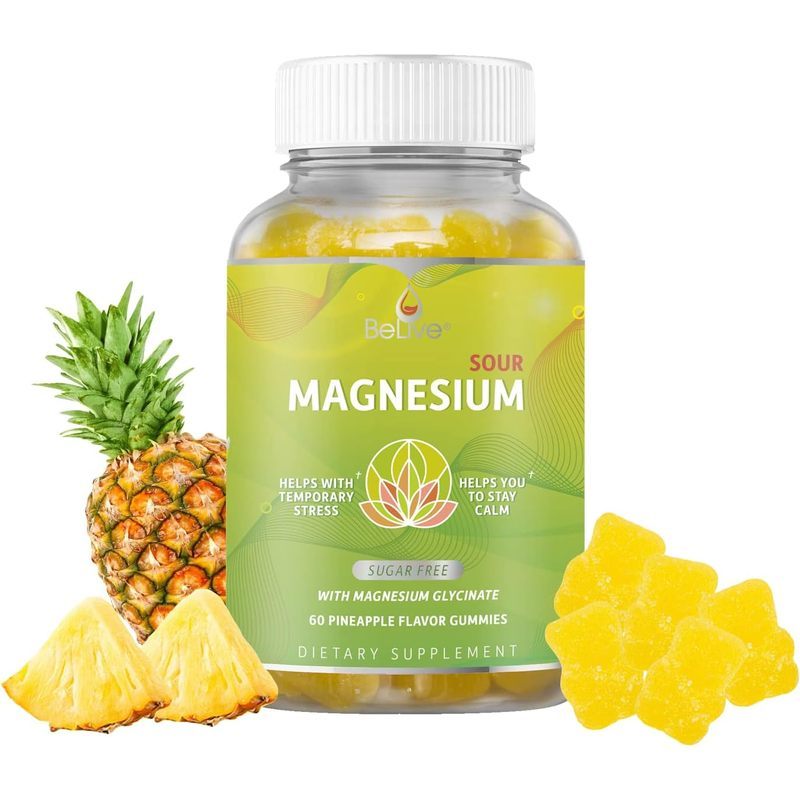 BeLive Magnesium Glycinate Gummies สําหรับการสนับสนุนการนอนหลับ, น้ําตาลเป็นศูนย์, 60 นับ