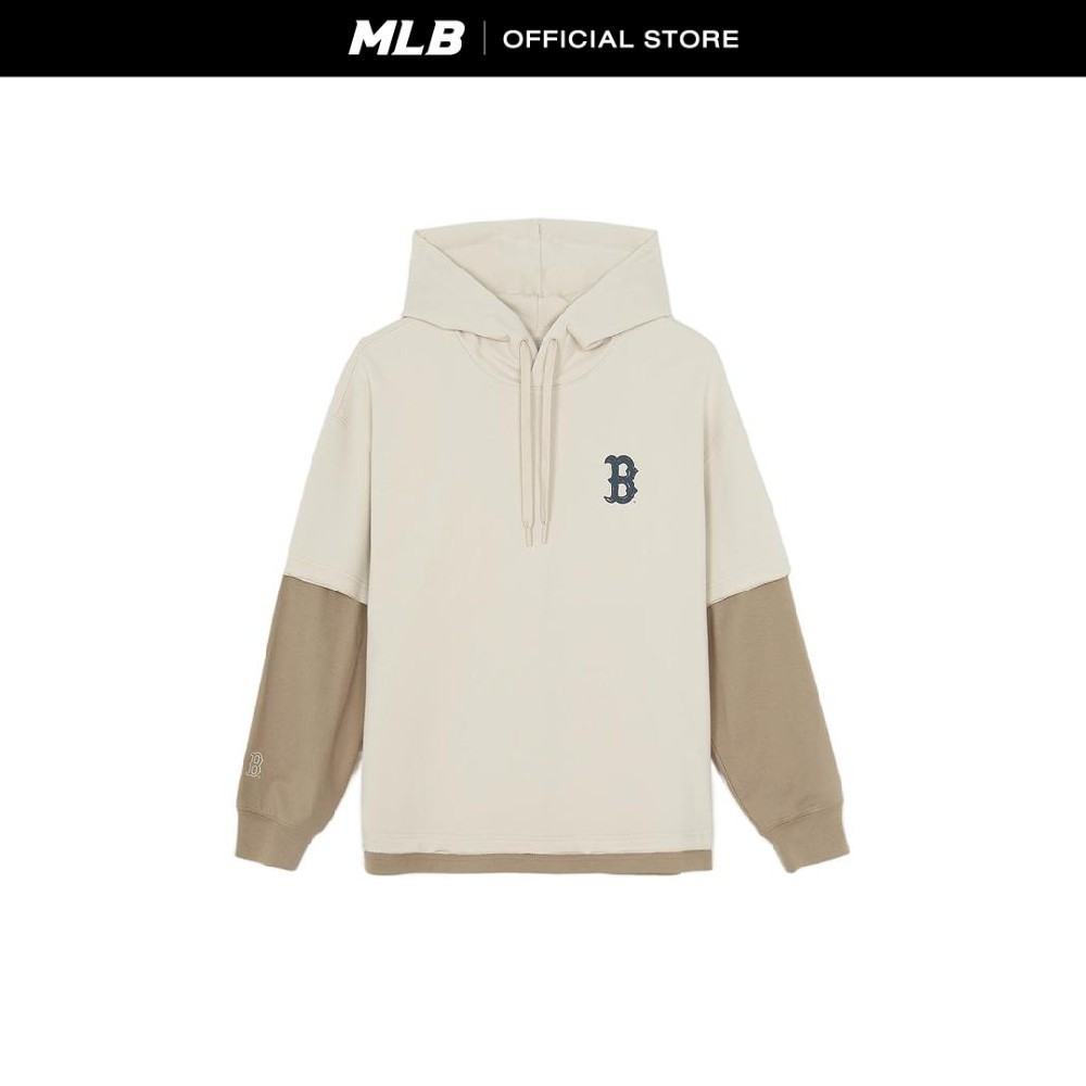 MLB เสื้อฮู้ดดี้ ยูนิเซ็กซ์ M-Treet Back Letter Layered Hoodie รุ่น 3AHDB0661 43SAL สีแซนด์ (สีเบจอ่