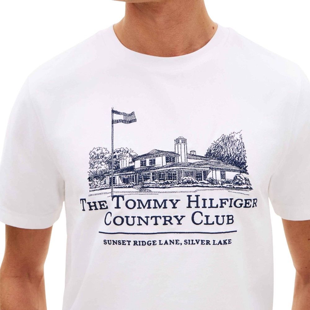 Tommy Hilfiger เสื้อยืด ผู้ชาย รุ่น MW0MW42390 YBR - สีขาว ทรง Regular — صورة 3
