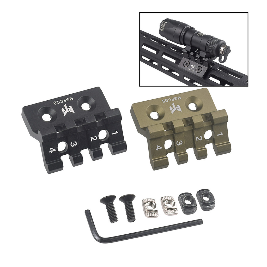 45 องศาแผ่นด้านข้างรางโลหะ MGPCQB วงเล็บ MLOK KEYMOD Fishbone รางความสูงไฟฉายคลิป