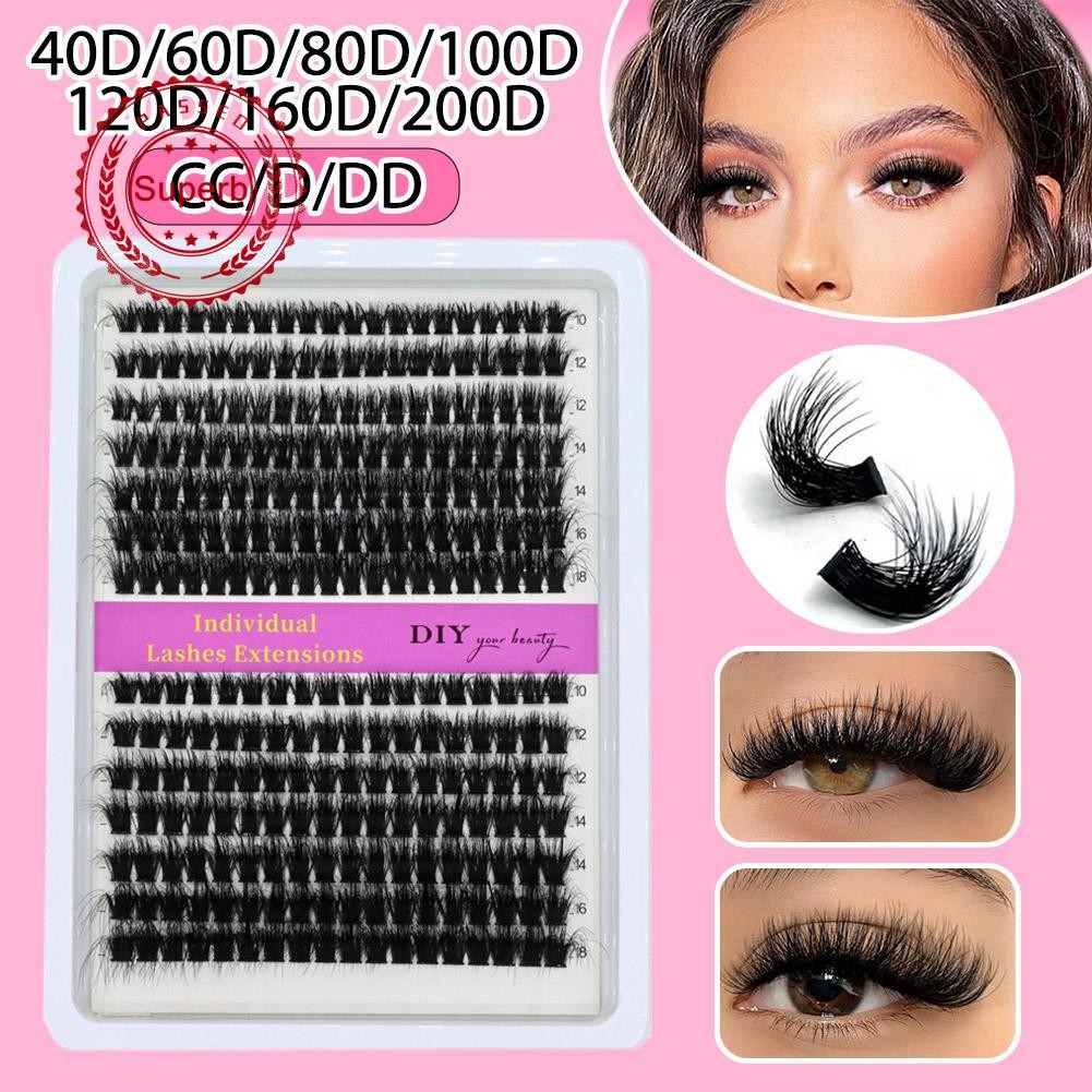 3d สีดํา Clustered Eyelashes 40d 60d 80d 100d Fluffy นุ่มหนา Segmented Eyelashes False Y2o5