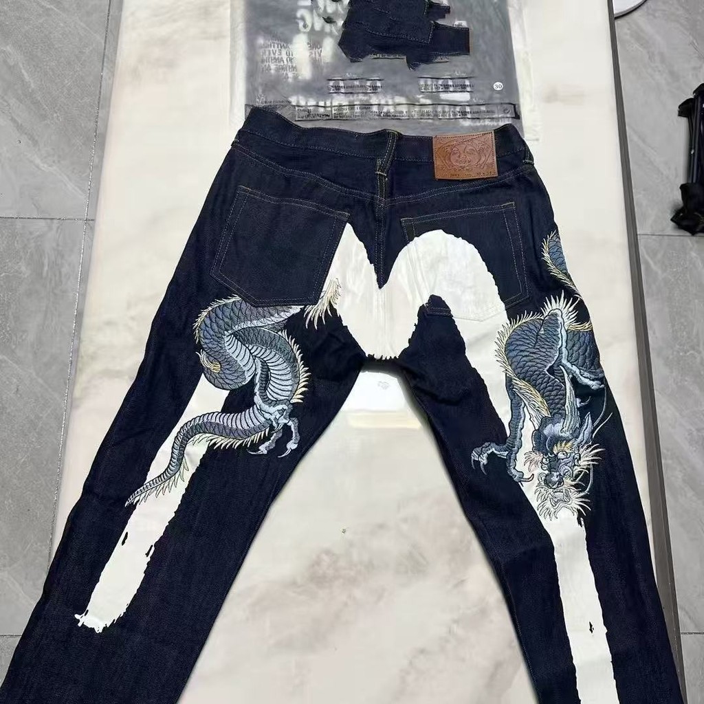 Evisu กางเกงยีนส์หลวมผู้ชาย แบบ Qinglong