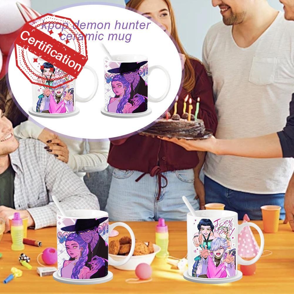 9.5 * 8 * 8 ซม.Kpop Demon Hunter ถ้วยเซรามิค Mark แฟชั่นกาแฟ Witcher แก้วถ้วยเซรามิค O9u0