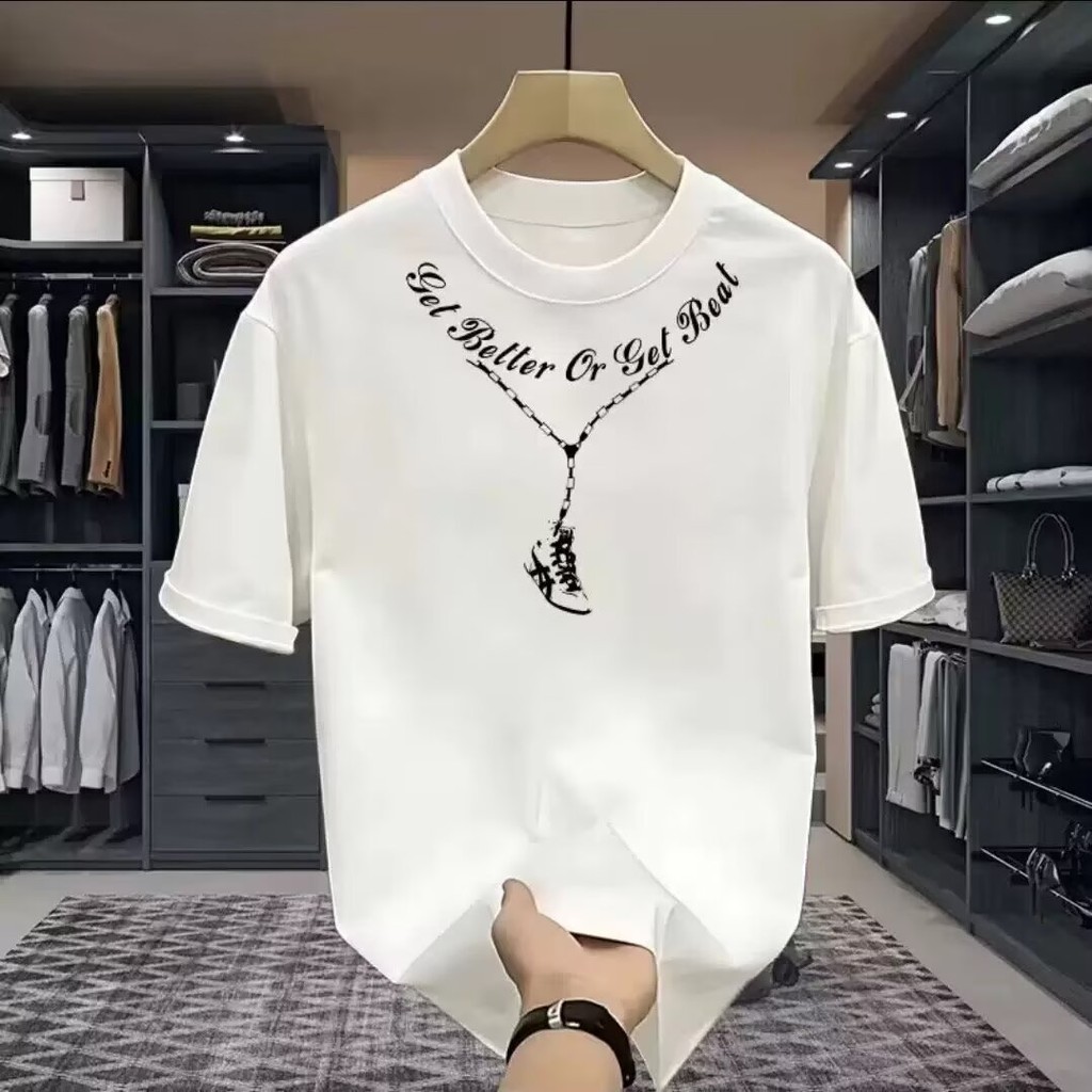 COD 20252025 New Summer T-shirt Men's Round Neck New Youth Short Sleeve Loose Trendy Printed Top ins