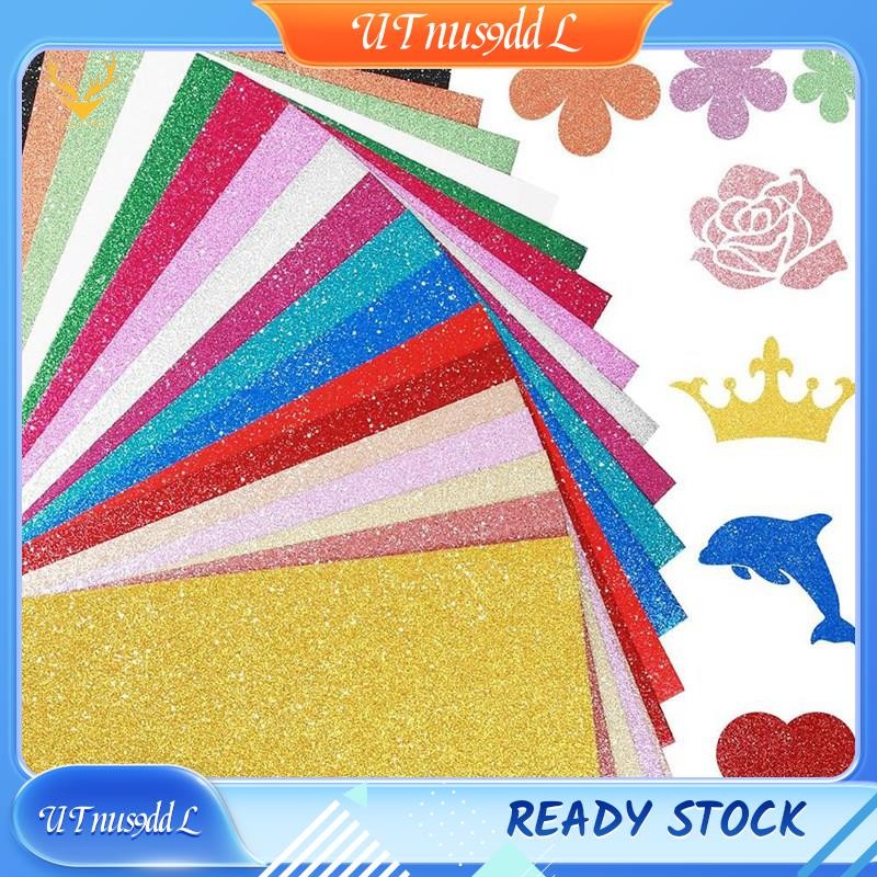 [UTnus9ddL] 40 แผ่น 20 สี Glitter Cardstock, 250GSM A5 Paper No-Shed หนา Sparkly Card Shimmer