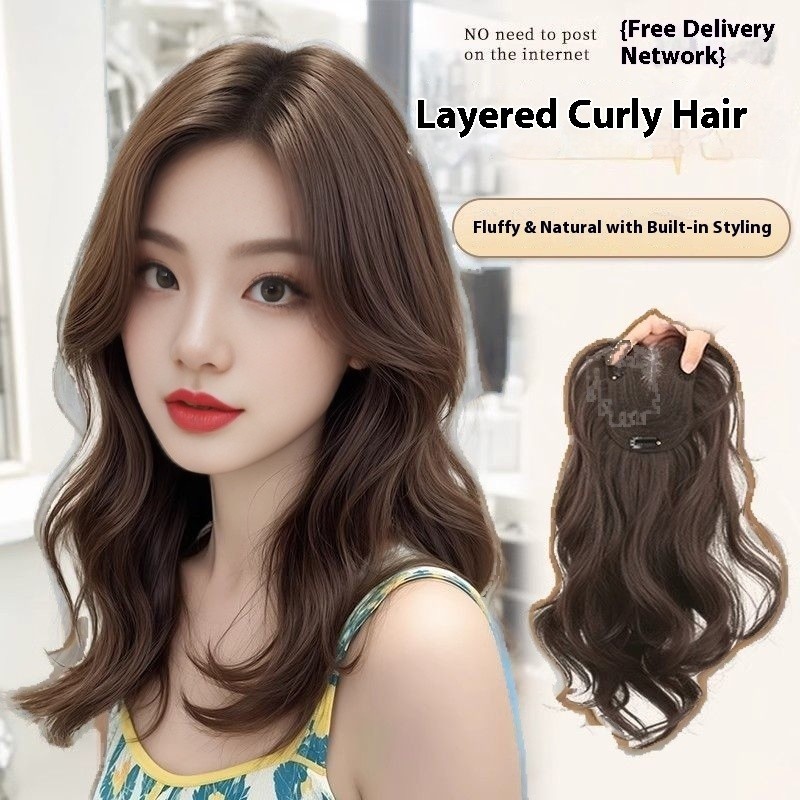 วิกผมสังเคราะห์ ขนาด 9x11 cm - 35 cm สีดำและน้ำตาล mocca ระบายอากาศได้ เบาสบาย สำหรับเพิ่มปริมาณผมและเปลี่ยนทรงผม