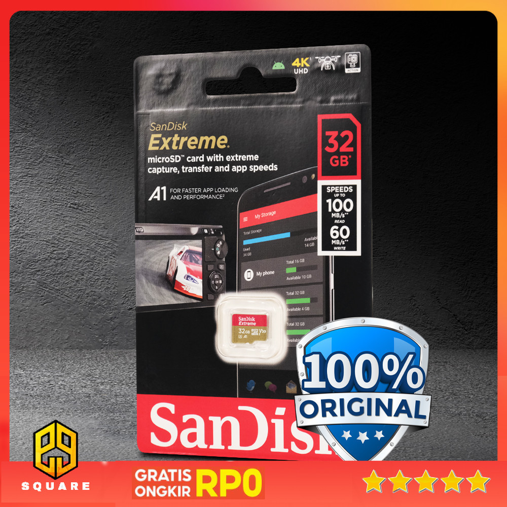 การ์ดหน่วยความจํากล้องวงจรปิด MP3 Extreme MicroSDHC UHS-I Class 30 A1 100MB/s Storage - SDSQXAF-GN6M