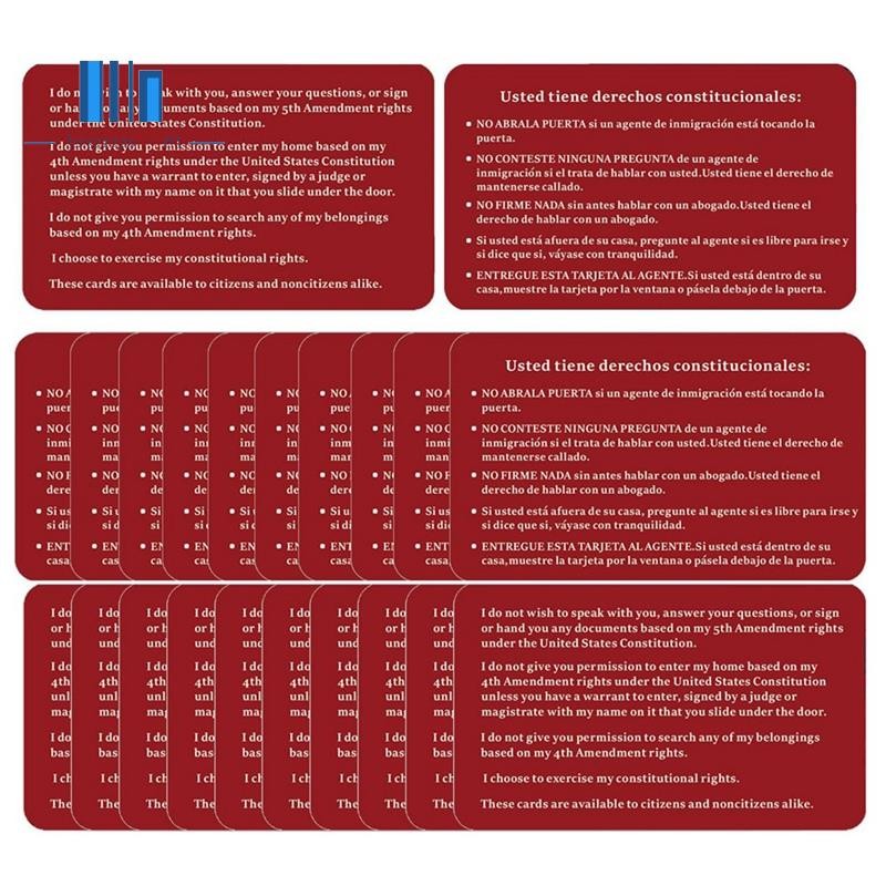 Know Your Rights Card English Spanish Constituical Rights 20PCS