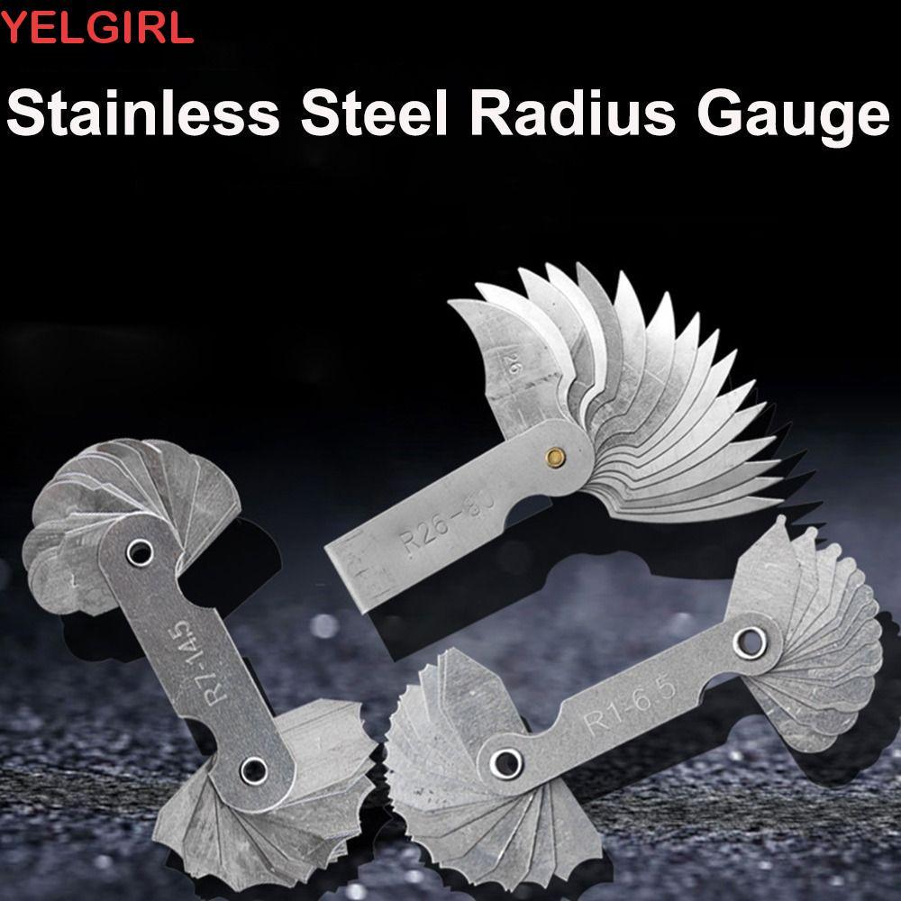 WGAWL 16 ชิ้น/เซ็ต Radius Gauge Radius Fillet Gauge สําหรับการวัดอุตสาหกรรมสแตนเลส Sample R Gauge