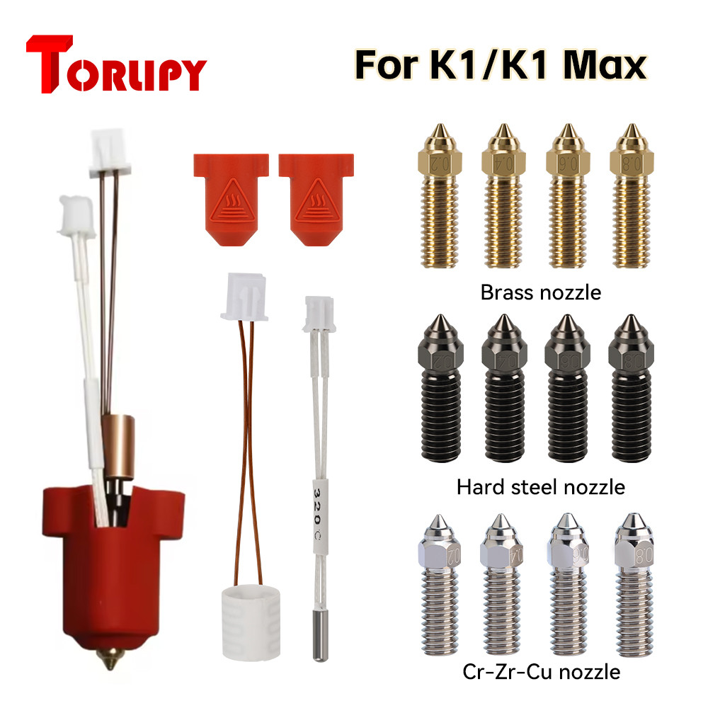 For Creality K1 Hotend K1 Max Nozzle Kit Ceramic Heating Block Nozzle Extruder High Speed For Creali