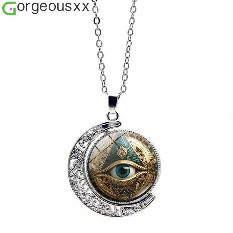 สร้อยคอนมーン Eye of Horus สไตล์อียิปต์โบราณสำหรับผู้หญิง ออกแบบให้หมุนได้และสวยงาม