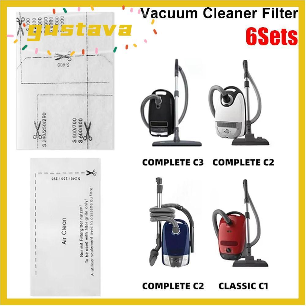 GUSTAVA 6 ชุดกรองผ้าฝ้าย, Air Clean Pack เครื่องดูดฝุ่น, ตัวกรองไอเสียอะไหล่สําหรับ Miele Complete S