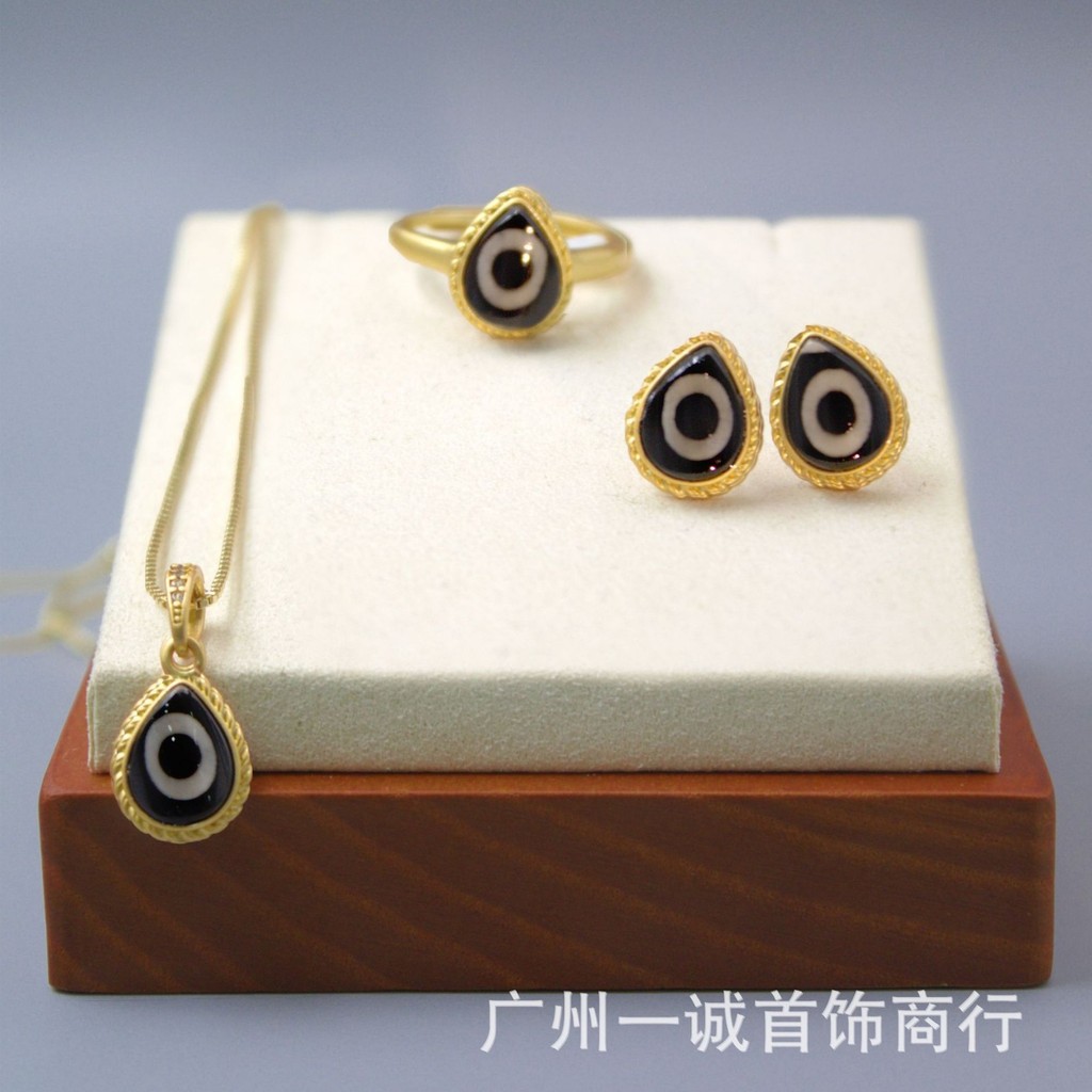 ชุดเครื่องประดับทิเบต Dzi Beads ต่างหู สร้อยคอ แหวน สามชิ้น