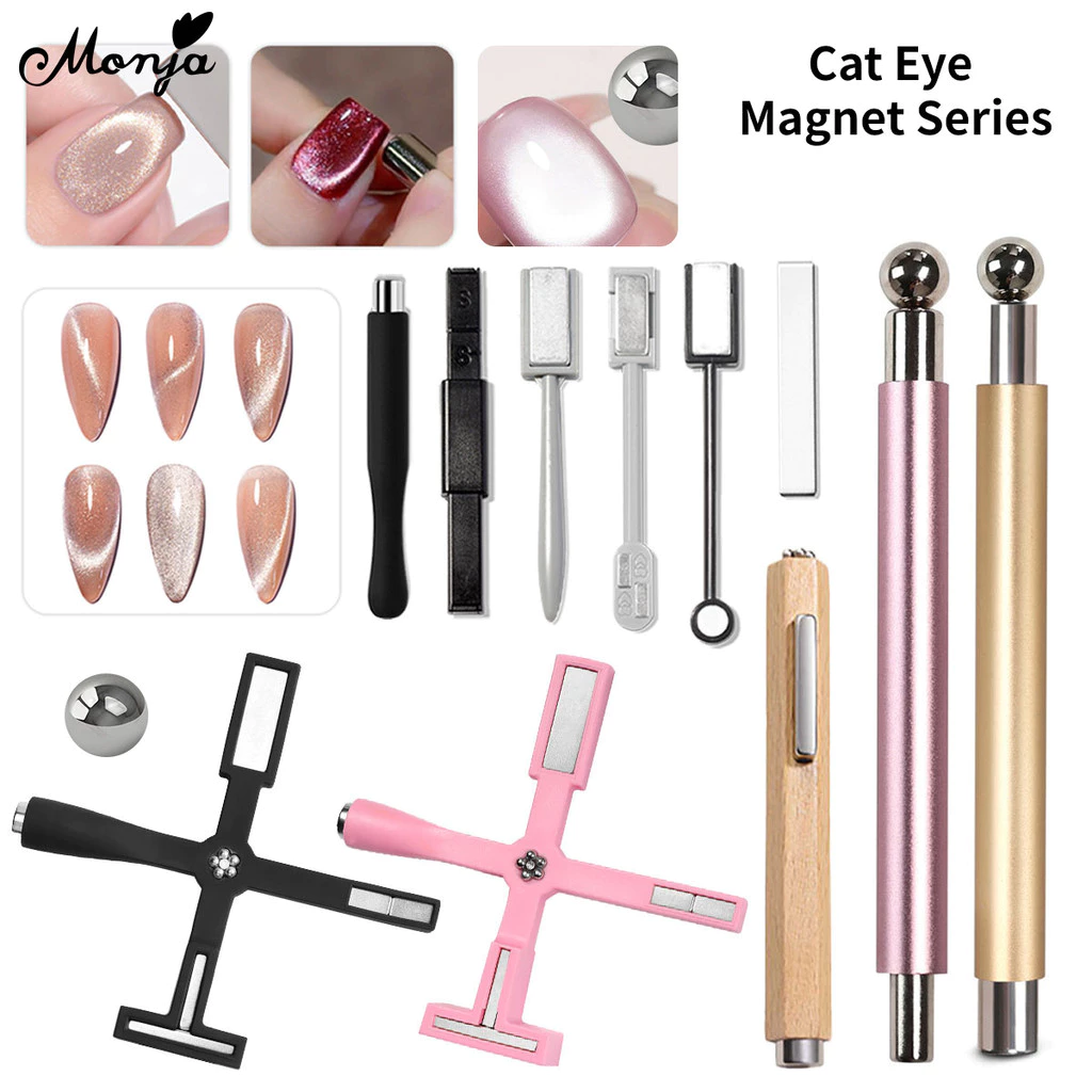 Monja 3 In 1 เล็บแม่เหล็กชุดปากกา 3D CAT EYE Dual-Ended Wand เจลเล็บ Magic เล็บ DIY Salon เครื่องมือ