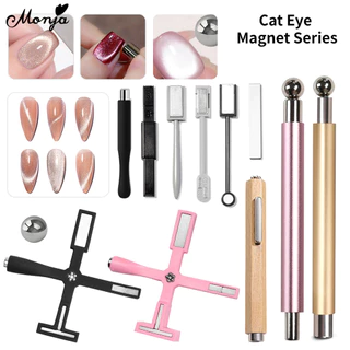 Monja 3 In 1 เล็บแม่เหล็กชุดปากกา 3D CAT EYE Dual-Ended Wand เจลเล็บ Magic เล็บ DIY Salon เครื่องมือ