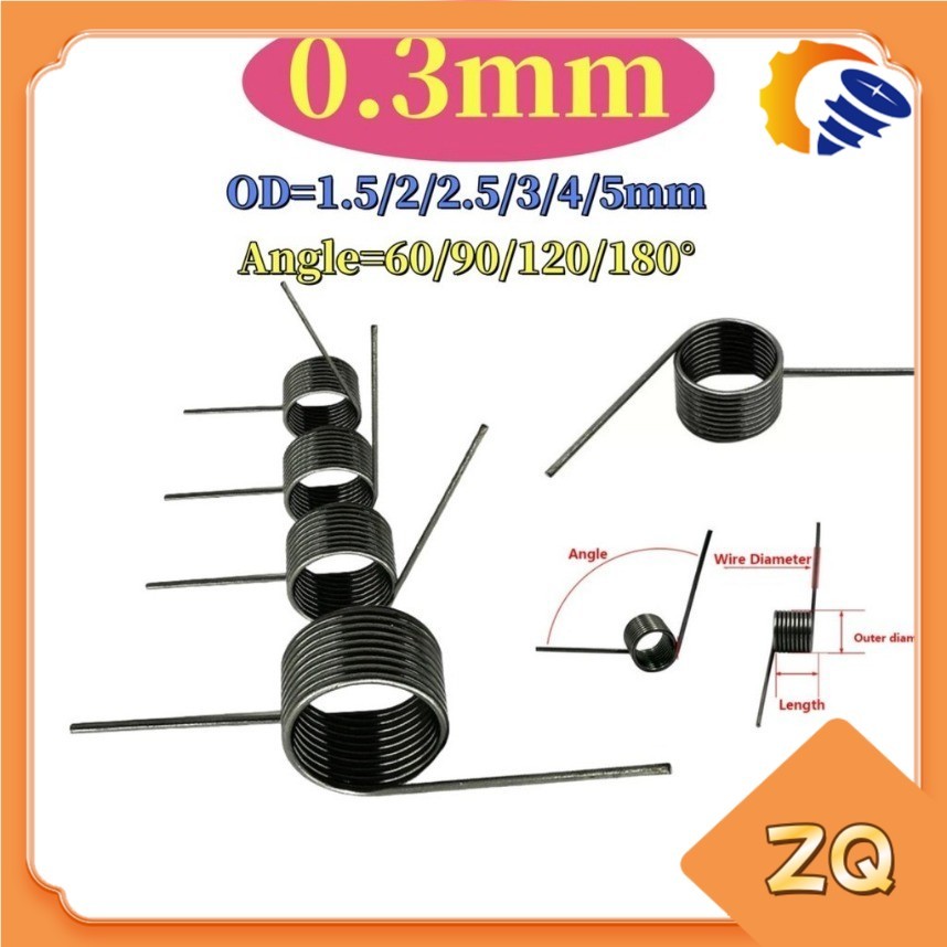 10pcs d0.3 มม.OD1.5/2/2.5/3/4/5 มม.V-shaped spiral torsion ฤดูใบไม้ผลิมุม 60/90/120/180 องศา【ZQ-MB-1